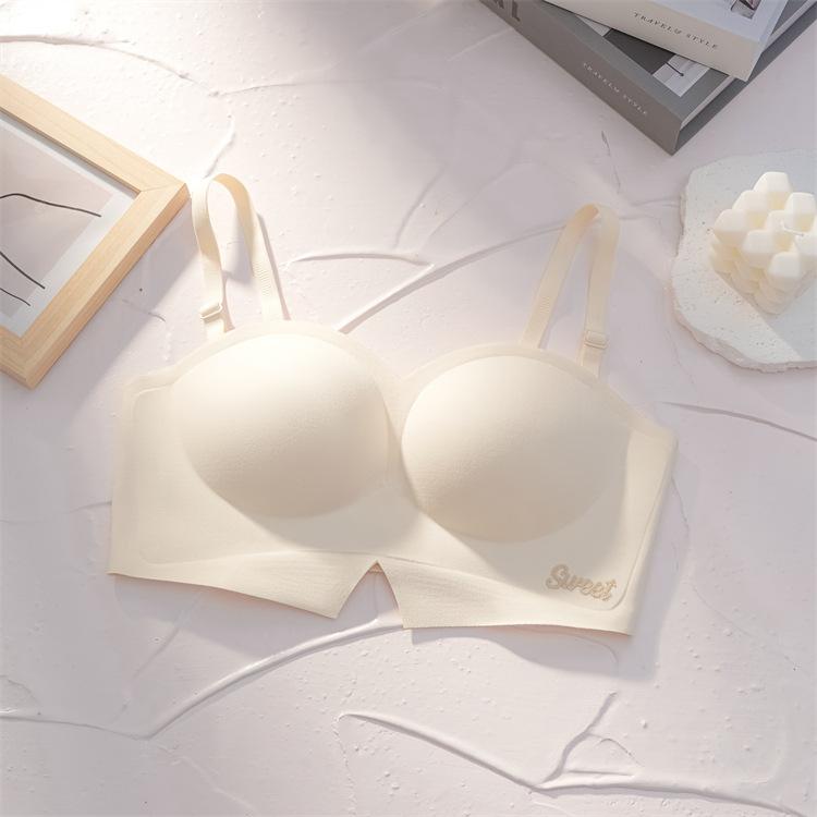 

Autumn and winter polished warm strapless underwear comfortable and seamless small breasts gathered and closed secondary breasts no steel ring bra 85 брудно-білий