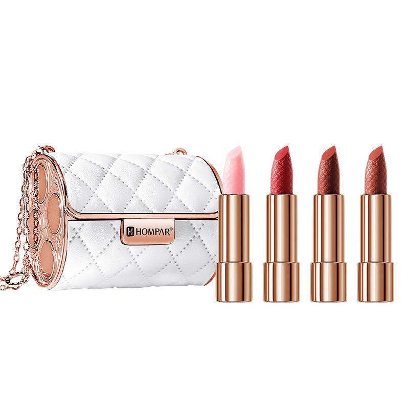 Hanbeier Luxury Leather Handbag & Lipstick Gift Set - Non-Fading, Soft Mist, Moisturizing, Four-Piece Collection