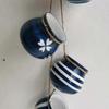 4-Pot Bright Pastel Ceramic Hanging Flower Planter Set (Blue)