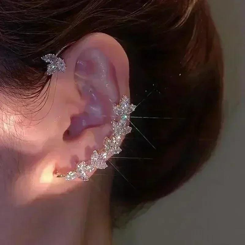 Super Sparkling Crystal Golden Earrings for Women Personalized Exquisite Daily Accessories Party Jewelry Birthday Gifts