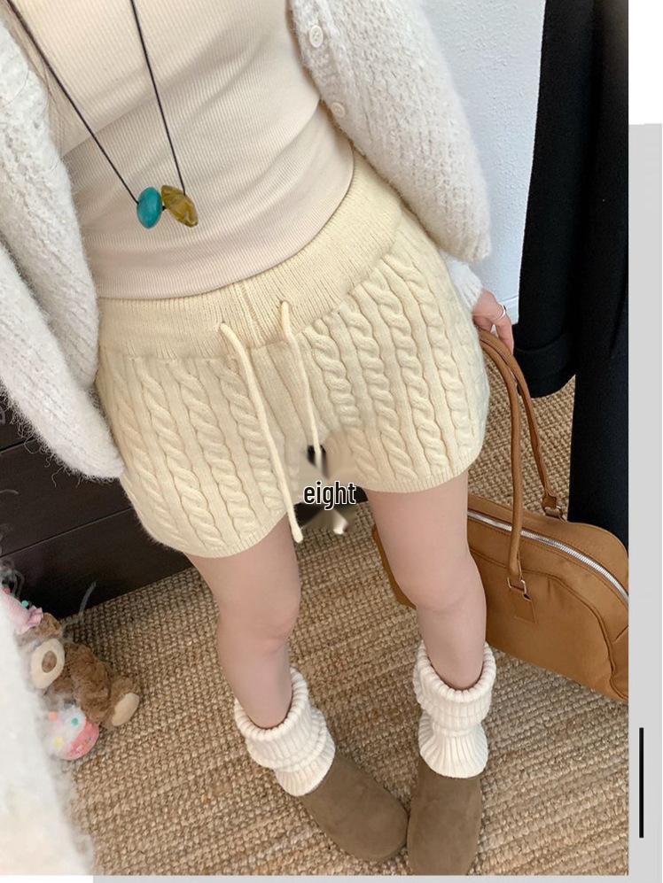 Retro Wide-Leg Cable Knit Bootcut Pants - Women's Slimming Autumn Wear