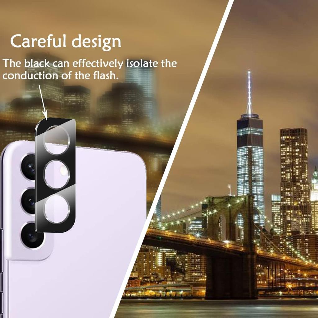 BIG FACE Galaxy S21 FE Tempered Glass Screen Protector + Camera Lens Protector [ 2 + 2 Pack ][Fingerprint Unlock] [Anti-Scratch] [Case Friendly]