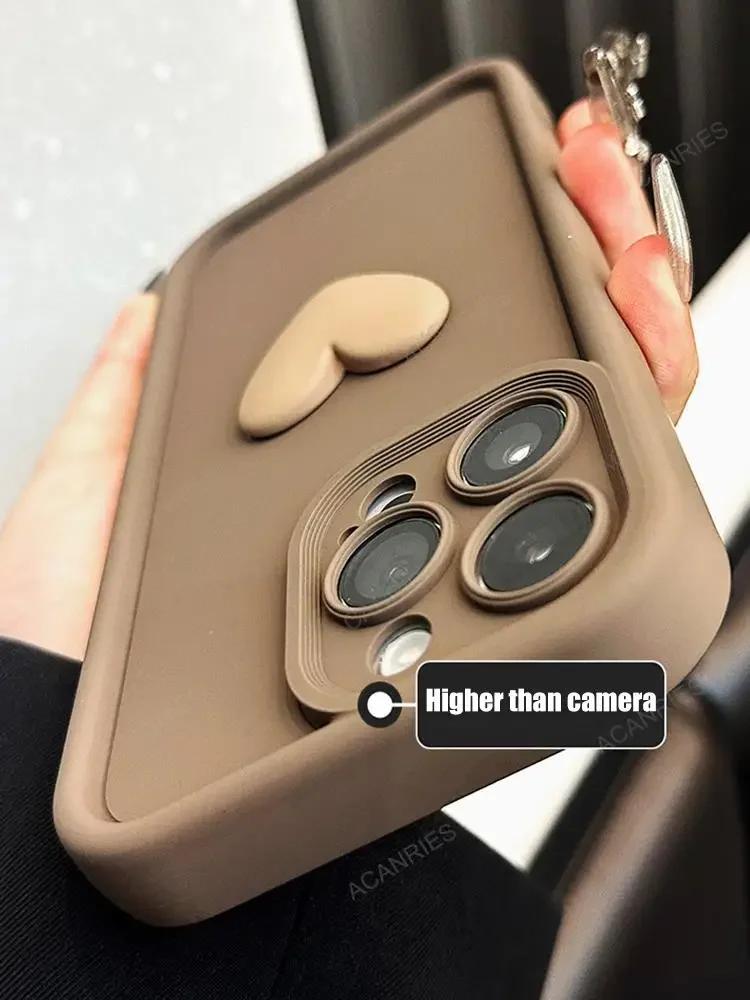 Cute 3D Love Heart Silicone Case For Xiaomi 15 Ultra 17T Pro Matte TPU Camera Lens Protection Shockproof Cover For Mi 15 Ultra