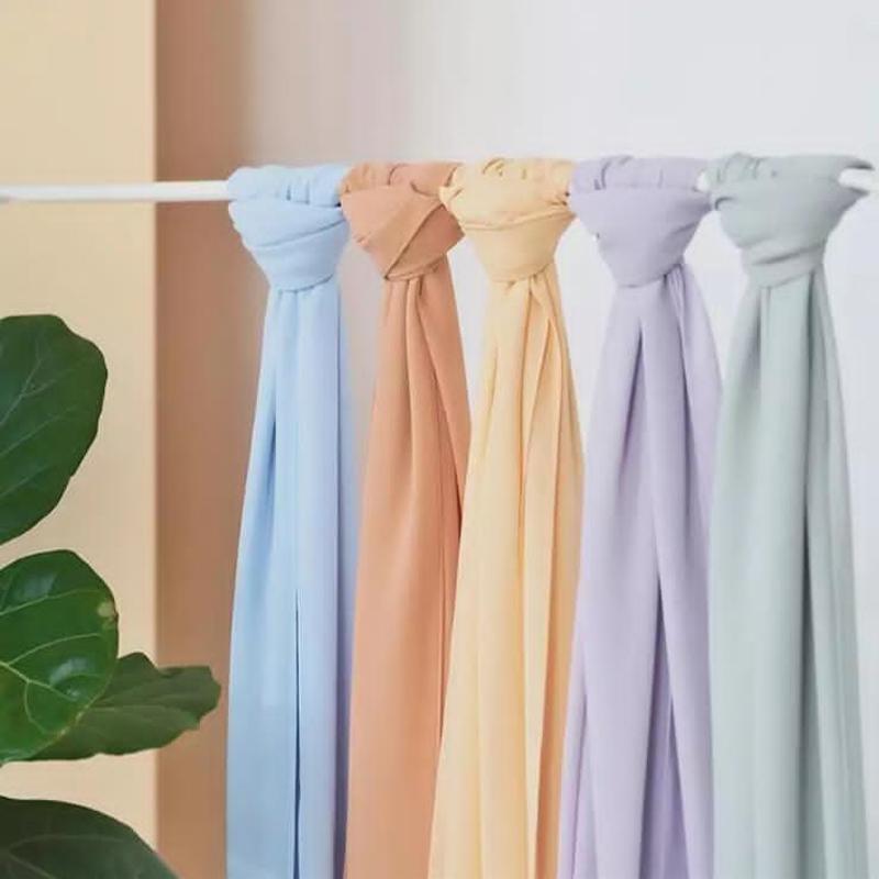 Bra Sömnad Chiffong Hijab Sjal Långa Muslimska Sjaletter Söm Enkel Huvudduk Hög Kvalitet Premium Turban Tunga Malaysiska Hijaber