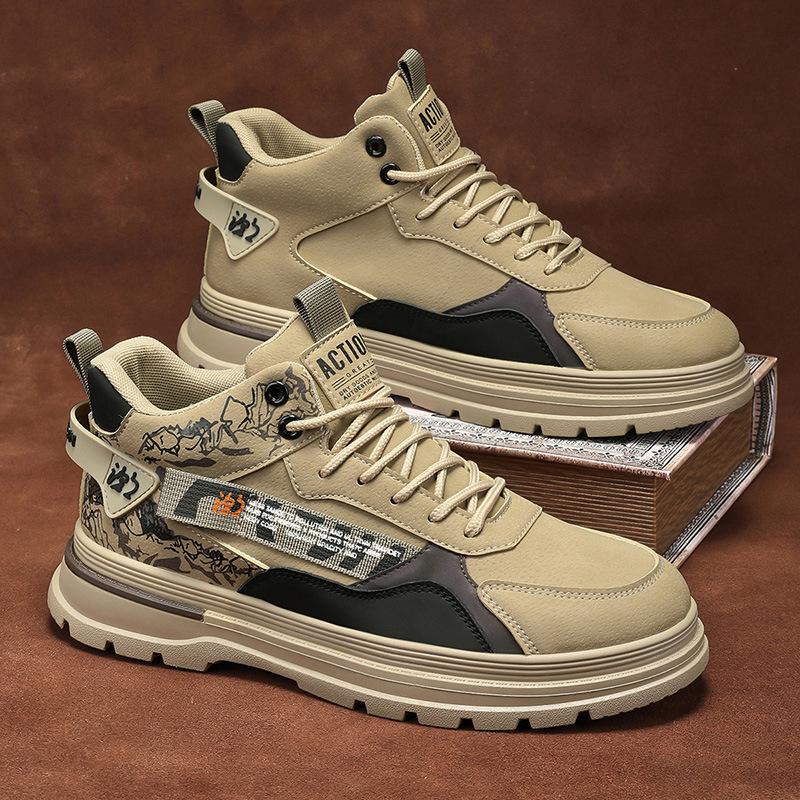 Men's shoes 2024 autumn new outdoor mountaineering retro versatile high-top casual sports shoes wear-resistant labor insurance tooling shoes