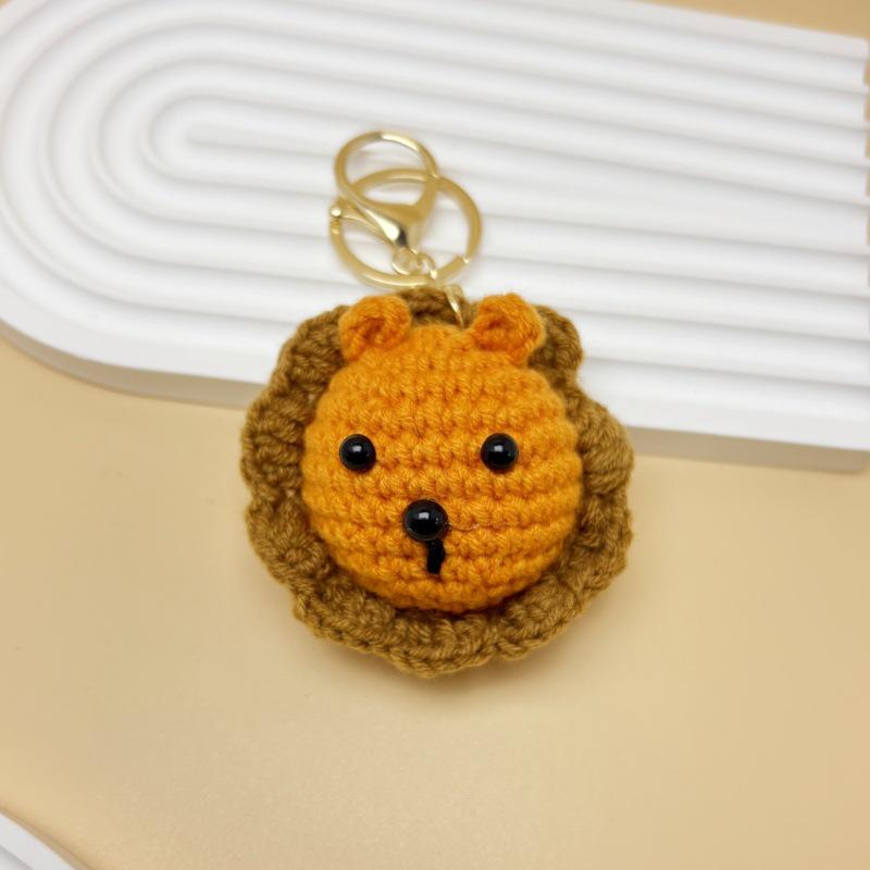 Cute Cartoon Lion Head Plush Crochet Keychain - Backpack Pendant & Kids Gift
