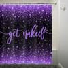 Boziqr Fabric Purple Shower Curtain, Get Naked Shower Curtains for Bathroom, Funny Cute Art Fonts Words Bath Curtains Women Girls Bathroom Decor, No