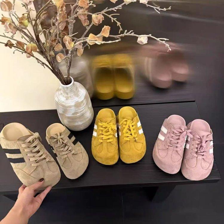 Temperament Baotou half slippers women's outer wear spring 2025 new thick-soled lazy one-pedal Dexun Birkenstock shoes