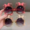 Crystal Bow Kids' Cartoon Sunglasses - Cute, Trendy, and Fashionable Sun Protection for Girls
