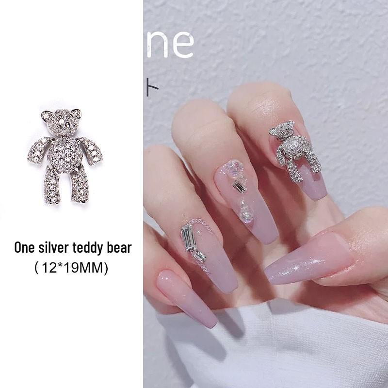 

Роскошные 3D украшения для ногтей в виде мишек Тедди с цирконами