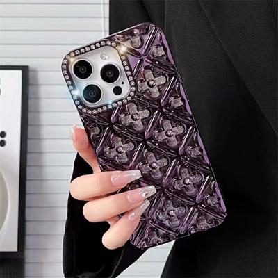 Luxury Electroplated Diamond Glitter Flower Phone Case For iPhone 16 15 14 13 12 11 Pro Max 16 15 14 13 12 Pro Soft TPU Cover