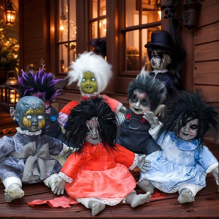 Sound Activated Scary Ghosty Doll with Glowing Face Effect and Horror Noises for Porch Decoration