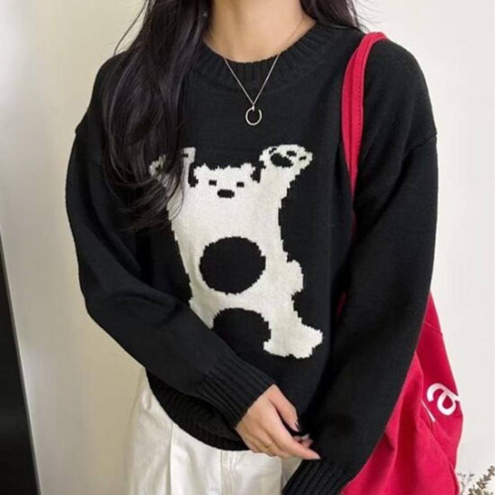 Navava Long Sleeve Knit Tee Bear Nk2653