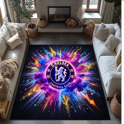 Chelsea FC Printed Flannel Area Rug Non Slip Soft Polyester Floor Carpet Indoor Decor Mat for Bedroom Living Room Sofa Game Room Home Decoration
