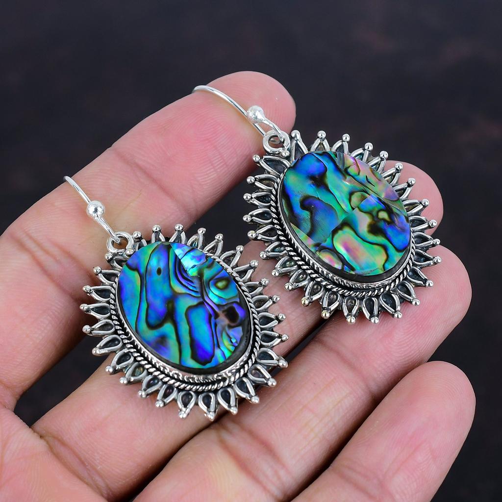 Abalone Shell Earring Natural Gemstone Earrings Antique Jewelry 925 Sterling Silver Earring Handmade Earrings Designer Jewelry Gifts For Her
