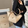YogodlnsNew Ladies Tote Bag Basket Style Single Shoulder Commuter Bag Pure Color Versatile Handbag Soft PU Material Large Size