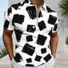 Mens Plus Size Short Sleeve Collared Quarter Zip Printed Polo Shirt White Navy Gold