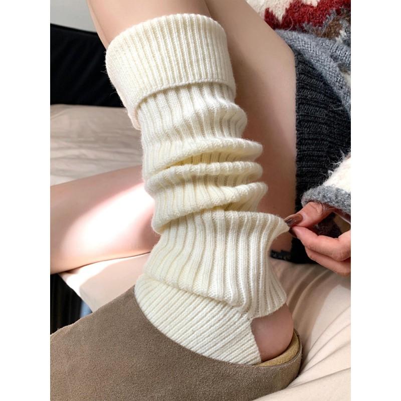 Womens Knee-High Knit Leg Warmers Warm Thick Cotton Socks Fall Winter Stylish Versatile
