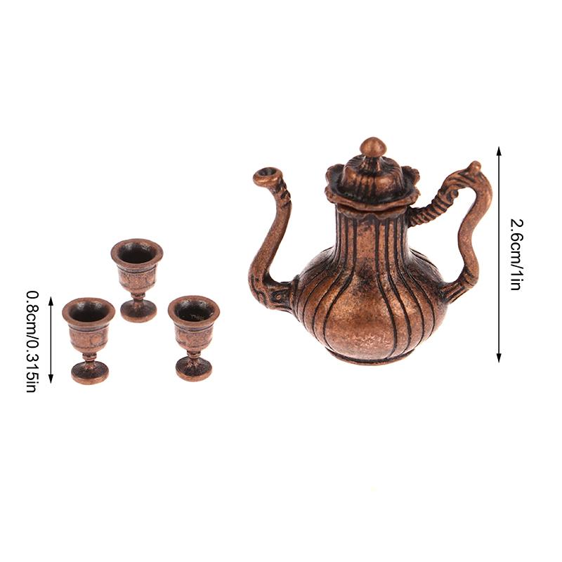 1Set 1:12 Dollhouse Miniature Wine Set Wine Jug Teapot Mini Flagon W/Cup Tableware Model Decor Toy Doll House Accessories