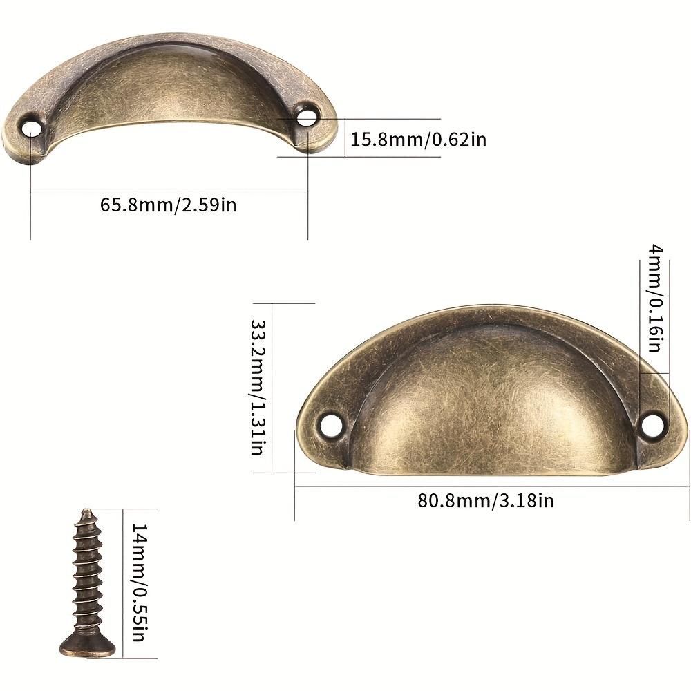 24 Pcs Antique Brass Drawer Pull Knobs  Antique Brass Cabinet Pulls  Vintage Cup Pull Knobs for Kitchen Cabinet Wardrobe   with Screws