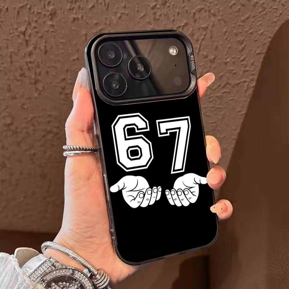 67 Six Seven Phone Case For iPhone 17,16,15,14,13,12,11,Pro Max,Plus Candy Silver Cover