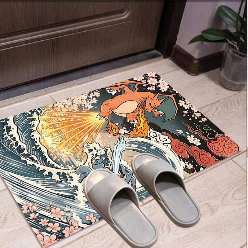 Charizard VS Blastoise Pattern Rug, Indoor/Outdoor Mat, for Picnic, Gameroom, Bedroom, Office, Living Room, Home Decor Carpet, Birthday Gift