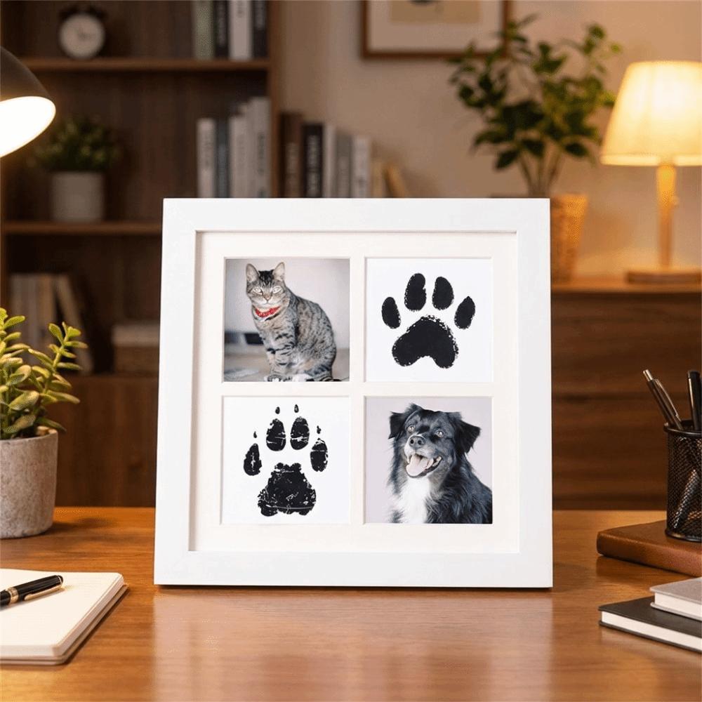 Decorative Paw Print Photo Frame Density Board Memorial Frame Pet Paw Print Kit Remembrance Gift