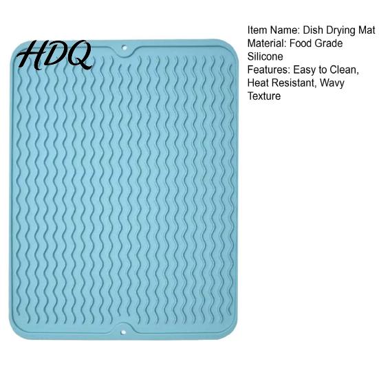 Durable Kitchen Drying Mat Silicone Dish Mat Heat Resistant Counter Heatproof Table Trivet Waterproof Placemat Utensil Drainer for Dining Table,