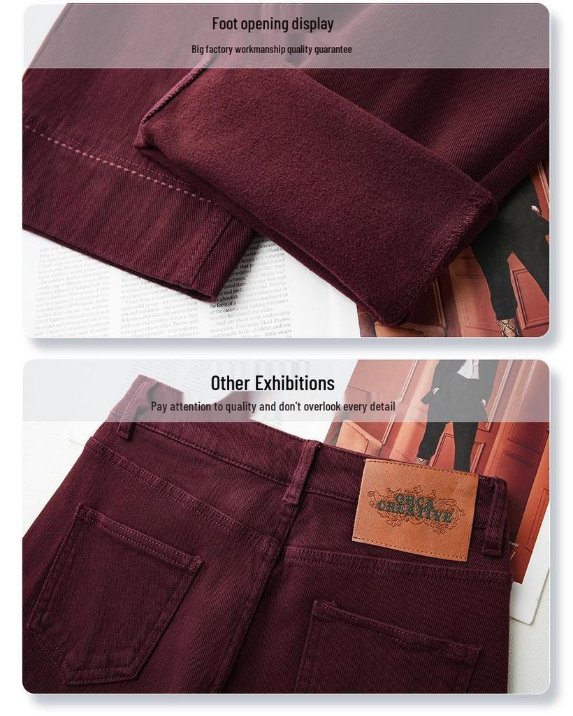 Ancola Women's Retro Red High-Waist Loose Straight-Leg Jeans, Autumn/Winter 2024 Collection