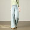 TERRE BLEUE Women's Retro High-Waist Wide-Leg Denim Jeans