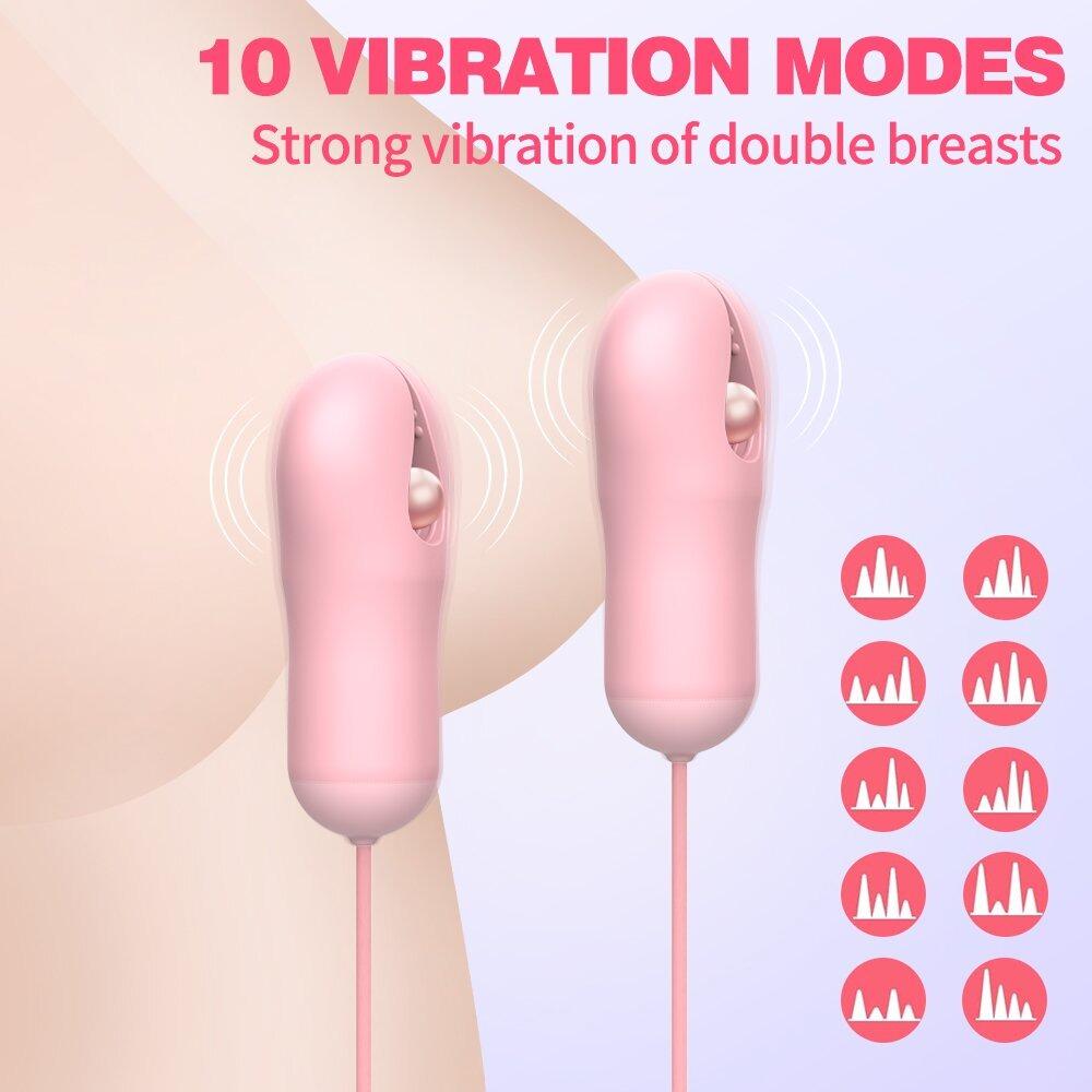 Nipple Clamp Vibrator for Women Labia Powerful Vibration with Clips Breast G Spot Clitoris Stimulator Vibrating Massager Sex Toy