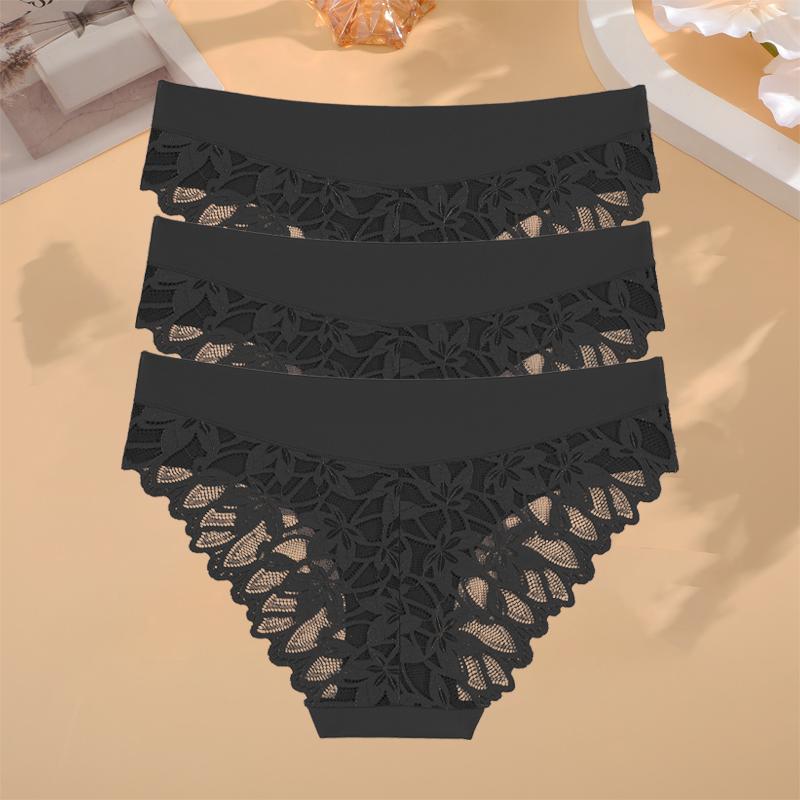 

FINETOO 3 шт. Женское кружевное нижнее белье с цветочным принтом, бесшовные эластичные трусики, сексуальные открытые трусы с низкой талией, высококачественное комфортное нижнее белье XL&3pcs