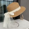 Pearl Summer Straw Hat Pastoral Style UV Protection Cap Ins Wide Brim Sun Hat  Female