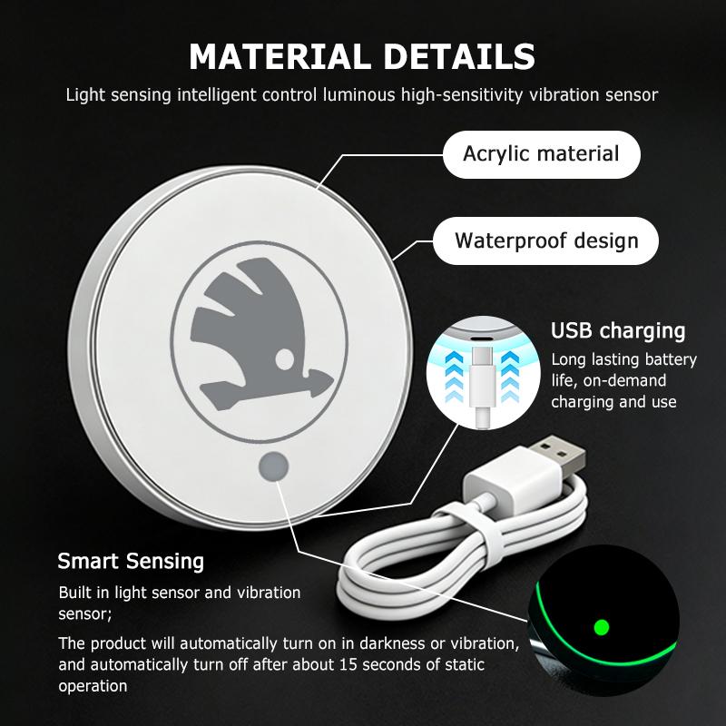 For Skoda Self-adhesive Car Window Induction Lamp 7 Colorful Luminous Kamiq MK3 Roomster Rapid Kodiaq Karoq Fabia Enyaq CB4