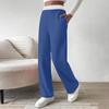 Women's  Fashionable Loose Solid Color Elastic Waist Pocket Straight Leg Casual Pants