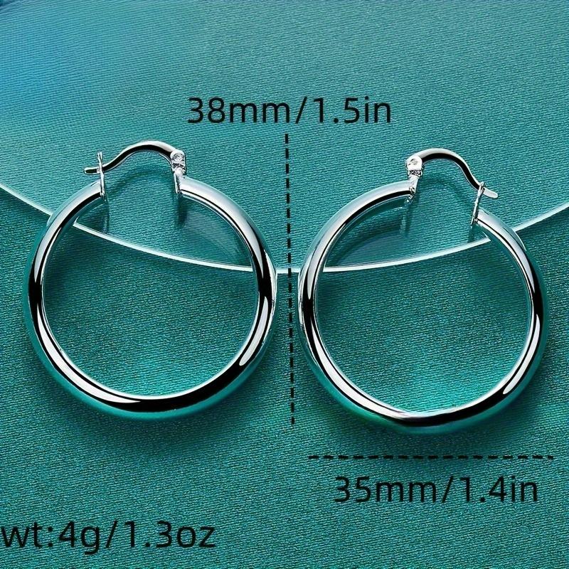 1 Pair of Wide Edged Smooth Circular Earrings, Simple Retro Style, Suitable for Daily Wear and Gift Giving, Perfect for Mother's Day