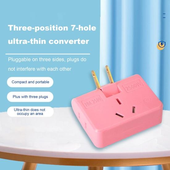 Wall Outlet Extender 2500W Multifunction 3-in-1 180° Rotatable Travel Multiple Plug Expander Splitter