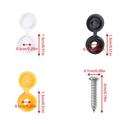 48Pcs Car Hinged Cover Cap License Number Plate Fitting Fixing Self Tapping Screw White Black Yellow License Plate Rivet