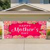 CSFOTO 7x16ft Happy Mother's Day Garage Door Decorative Banner Floral Wall Pink Background Large Garage Door Cover Outdoor Indoor Mother's Day Party