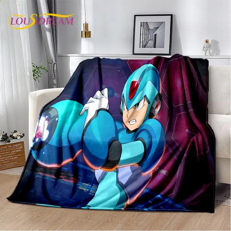 Rockman Megaman Game Cartoon Soft Plush Blanket,Flannel Blanket Throw Blanket for Living Room Bedroom Bed Sofa Picnic Cover Kids