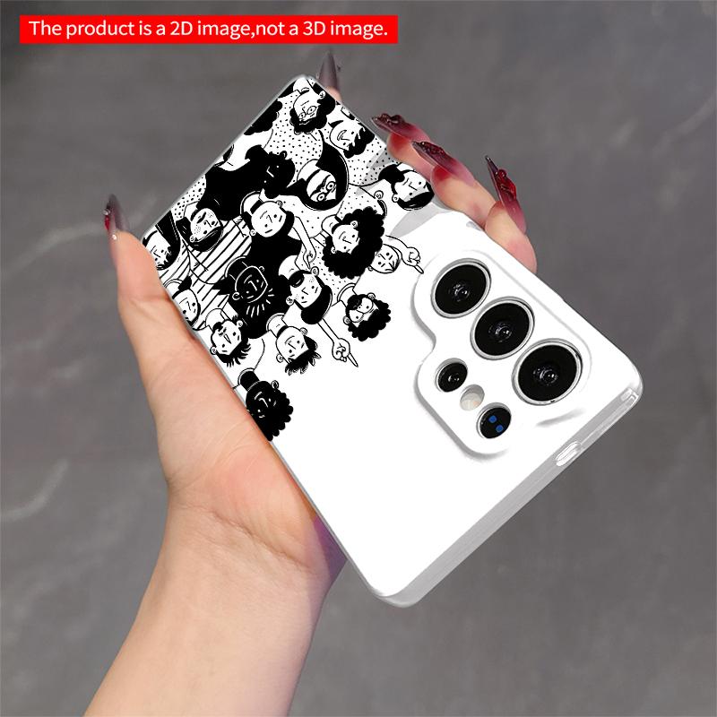 2DFlat Samsung Phone Case Black and White Crowd Faces Phone Case Design Applicable To Galaxy S22 S23 S24 S25ULTRA S26 A12 A13 A14 A15 A16