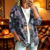 Women's Casual Long Sleeve Jacket with Halloween Print for Holiday Parties