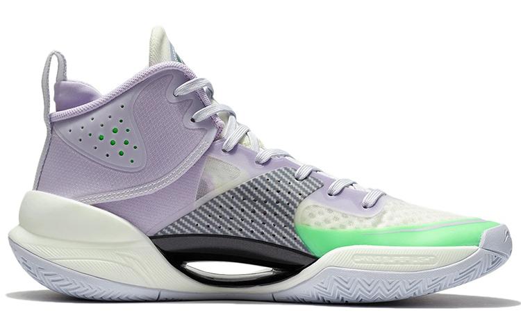 LiNing Cushioning, Slip Resistant, Abrasion Resistant, Breathable, Coverage, Support Mid Top Basketball Shoes Lilac ABAS027-5