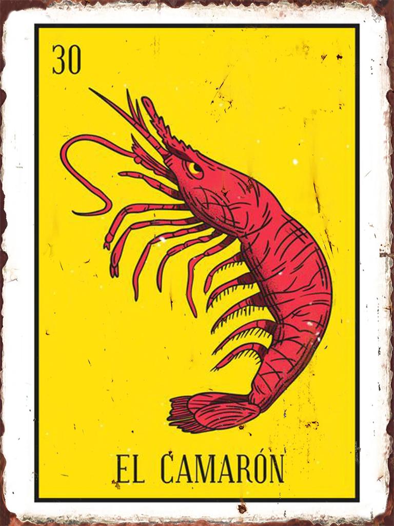 Retro Mexican Loteria Bingo Game Printed Metal Sign La Sirena Mermaid Collage Wall Plate Latin Style Cafe Bedroom Wall Decoratio