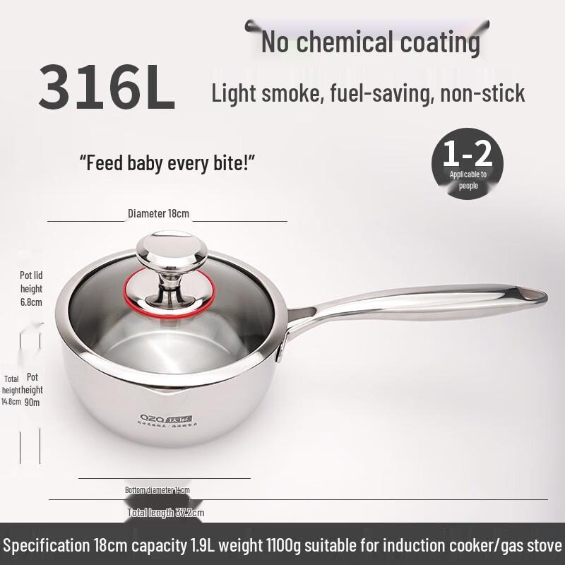 316L Stainless Steel Milk Pot with Lid