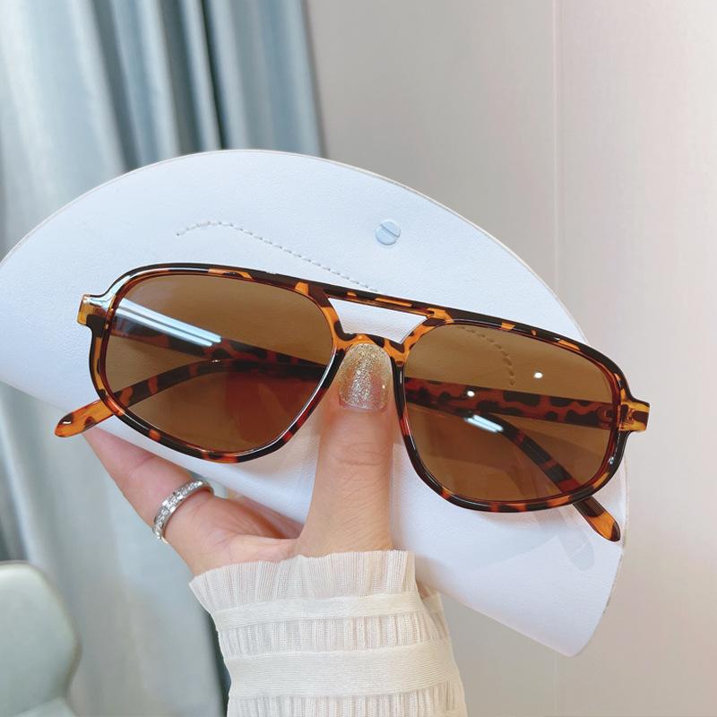 Women Retro Double Beam Sunglasses Summer Outdoor Ultraviole Proof Sun Glasses Men Shading Sunglasses UV400 Goggles