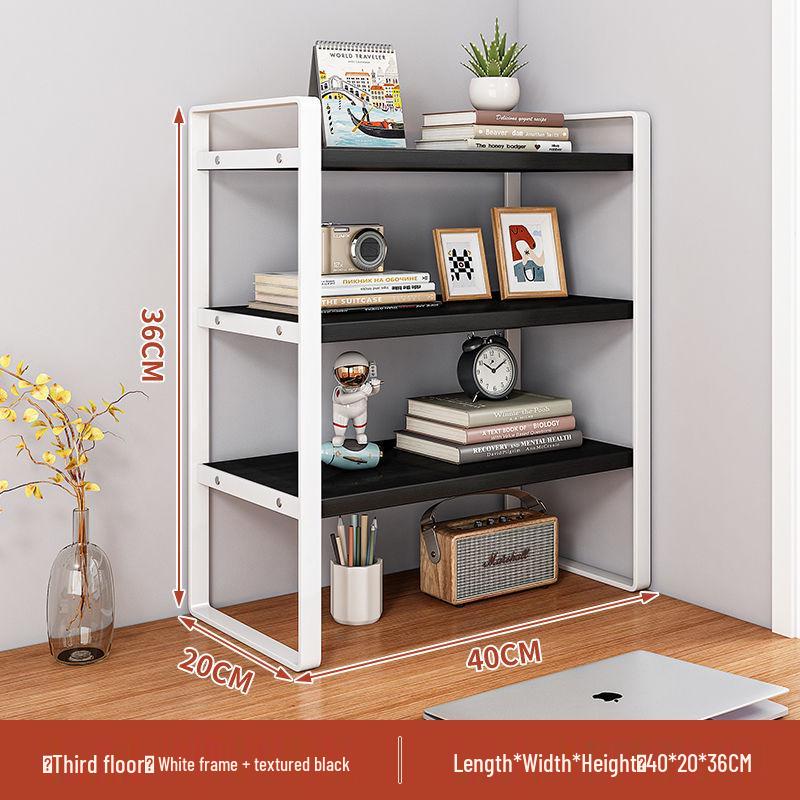 Wrought Iron Desktop Bookshelf for Bedroom, Living Room, or Office - Small, Simple Tabletop Organizer