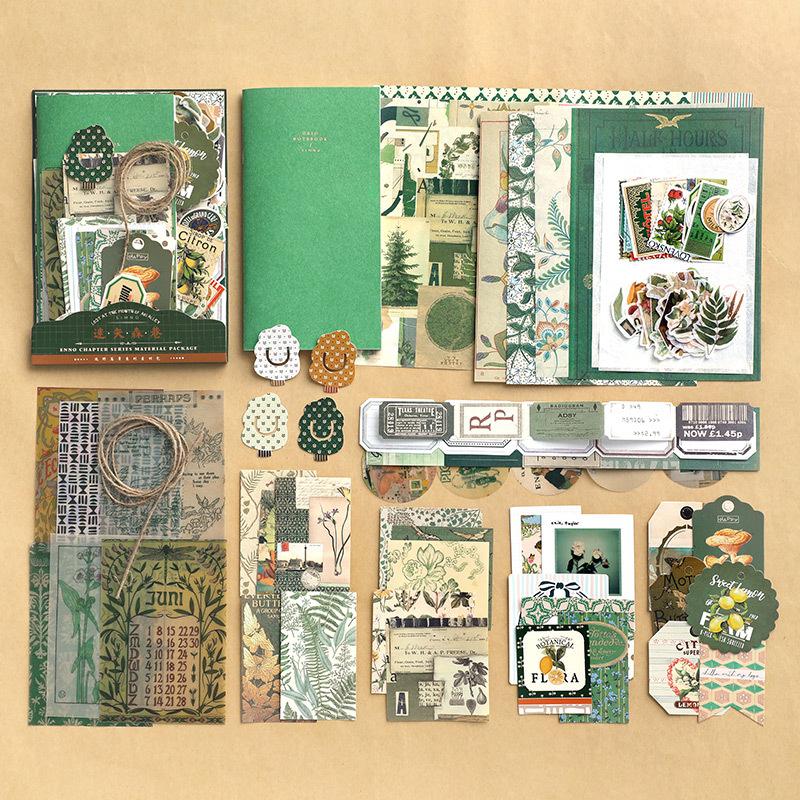 Vintage Scrapbooking Stickers Material Pack Paper Card Bookmark Set Scrapbook Notebook Decorations Handmade DIY Supplies