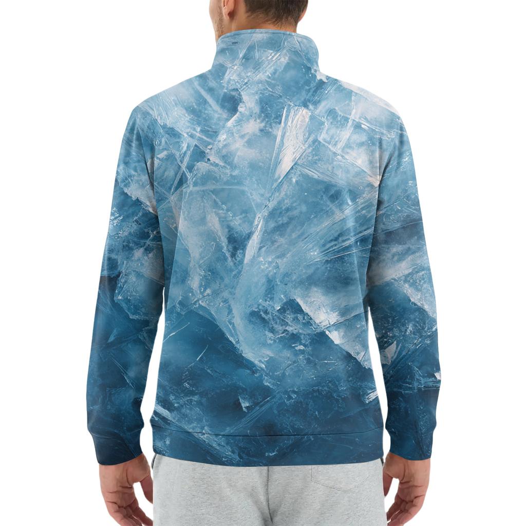 Men's Loose Casual 1/4 Zip Sweatshirt Fashion Printed Long Sleeve Top With Pockets