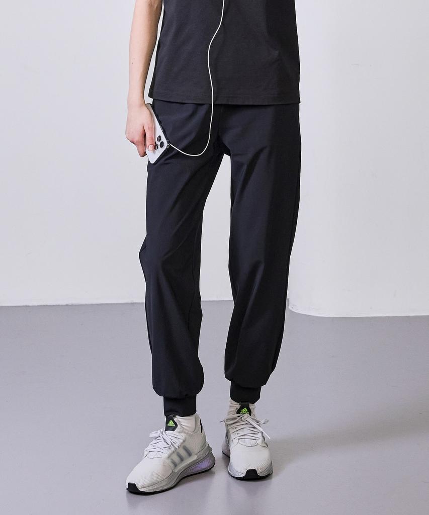 BASIC HOUSE Women'S Super Stretch Spandex Elastic Waist Jogger Pants Black